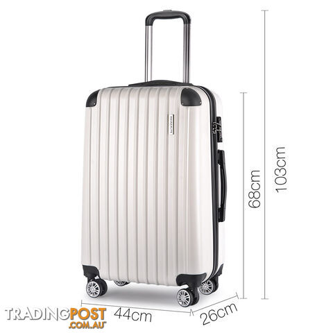 Set of 3 Hard Shell Travel Luggage with TSA Lock - White