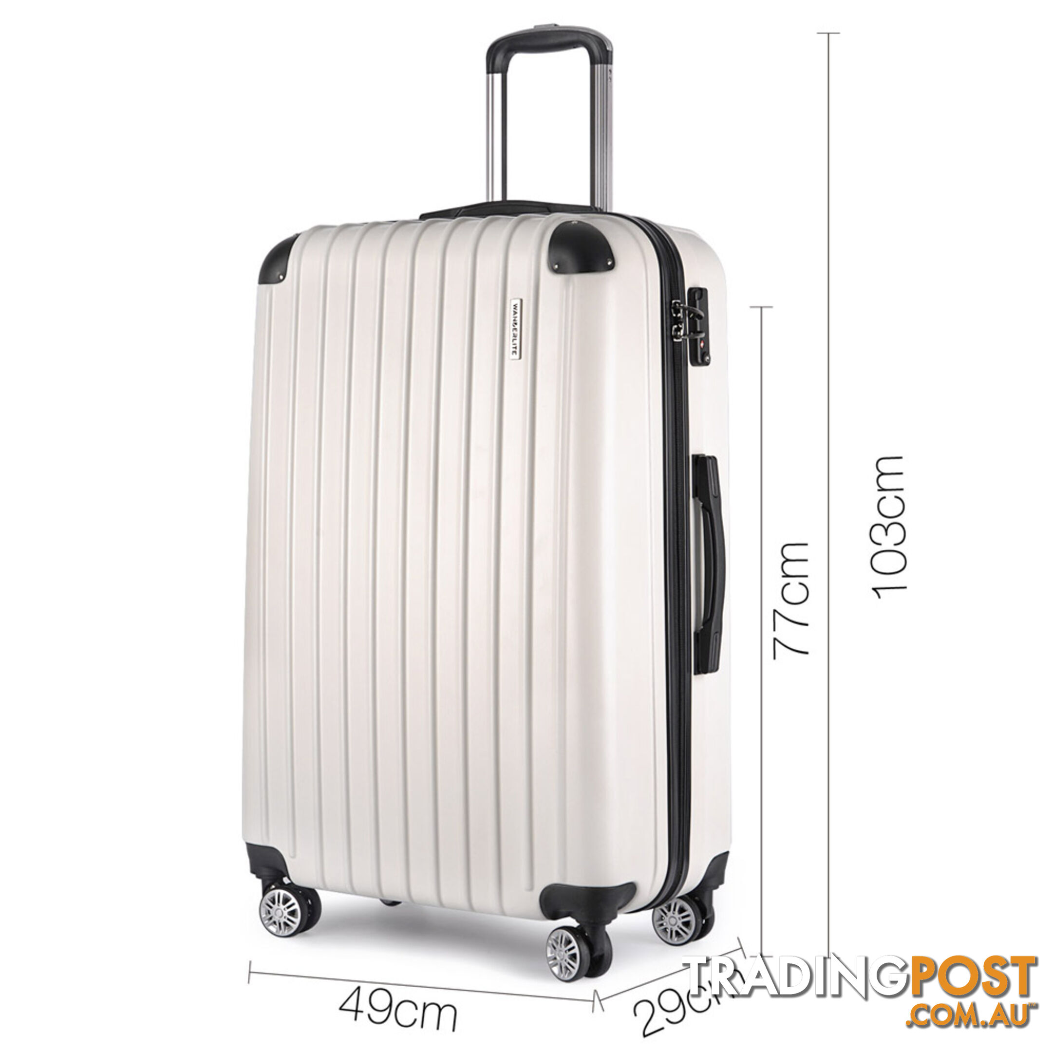 Set of 3 Hard Shell Travel Luggage with TSA Lock - White