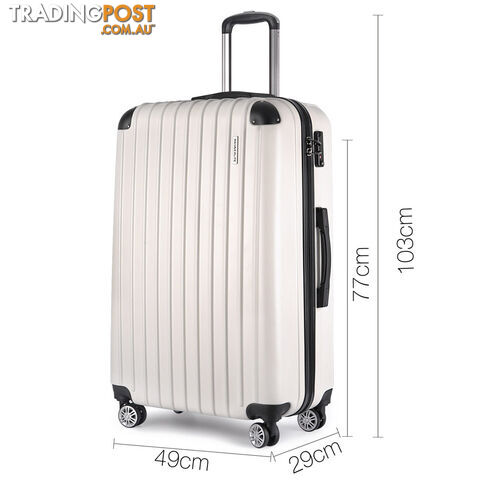 Set of 3 Hard Shell Travel Luggage with TSA Lock - White