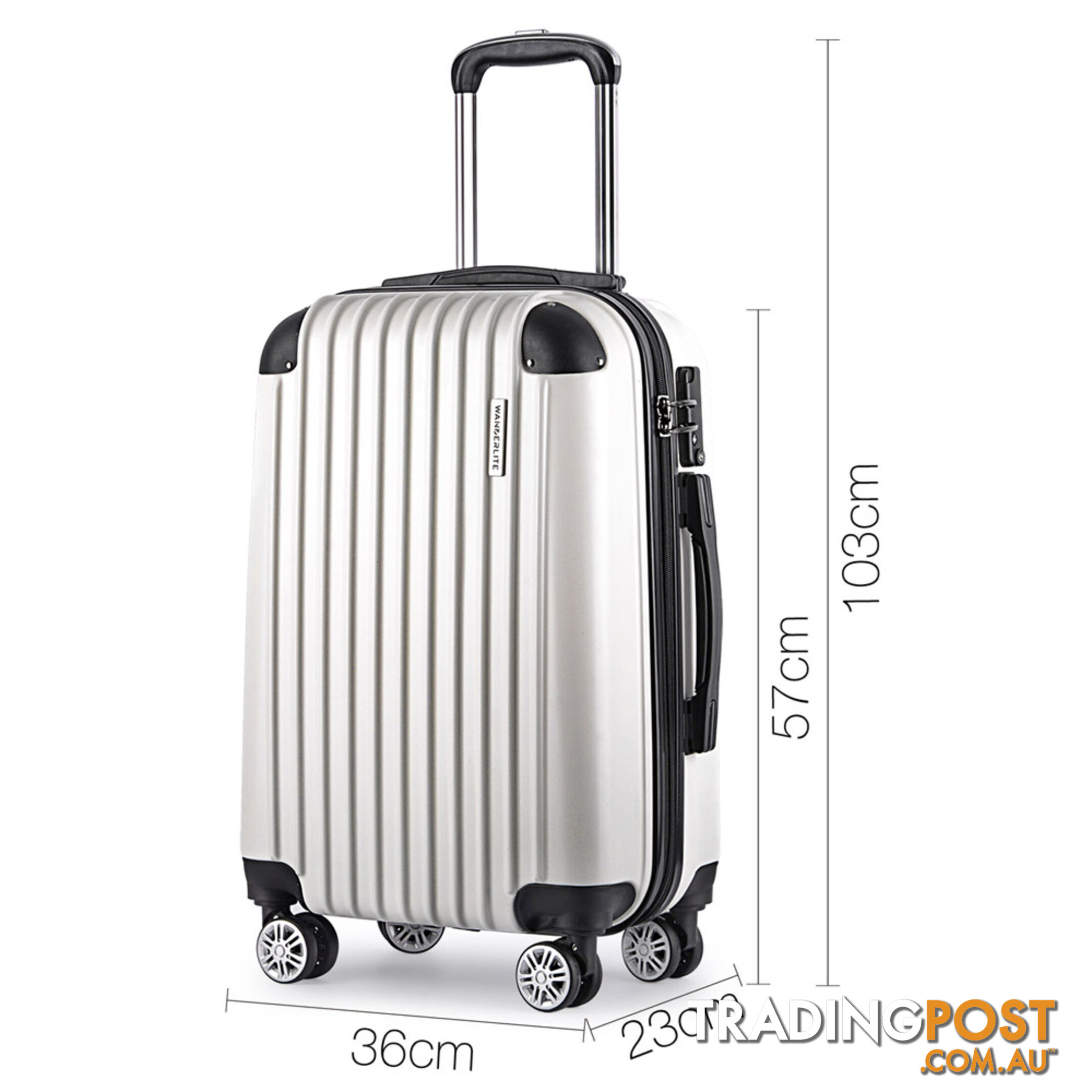 Set of 3 Hard Shell Travel Luggage with TSA Lock - White
