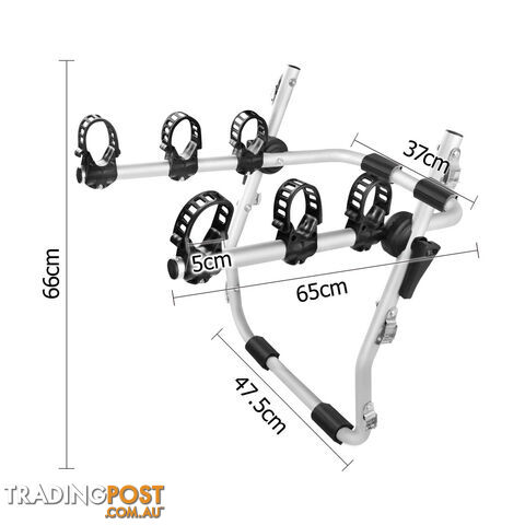 Foldable Aluminium Strap-On 3 Bicycle Bike Rack Carrier