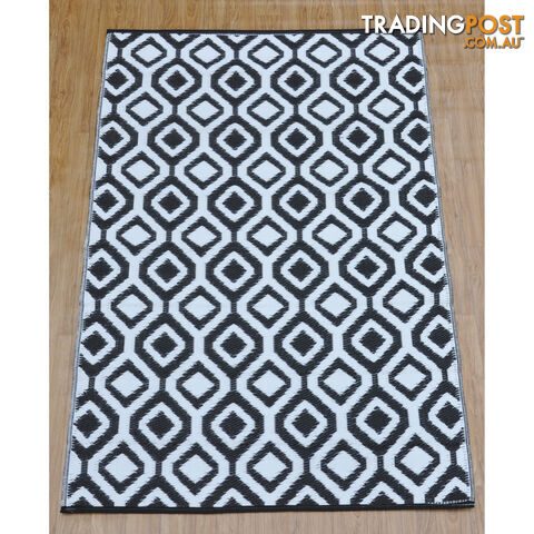 Honeycomb Reversable Rug Balck & White 120x180cm