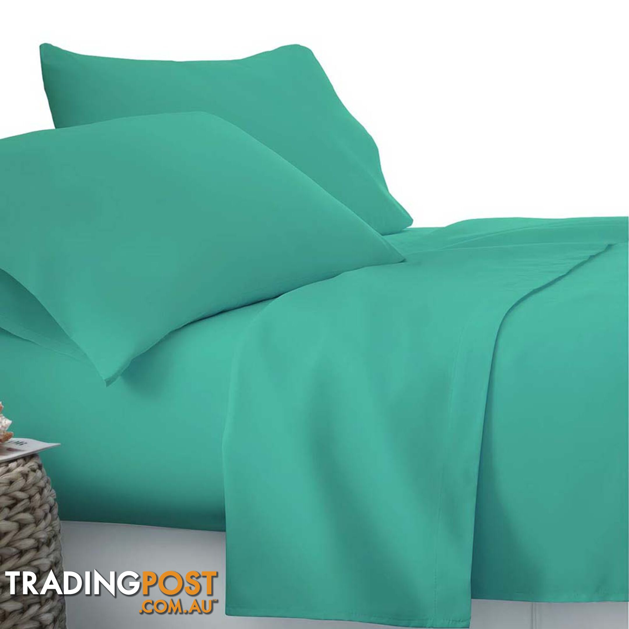 4 Piece Microfibre Sheet Set Double_ Aqua