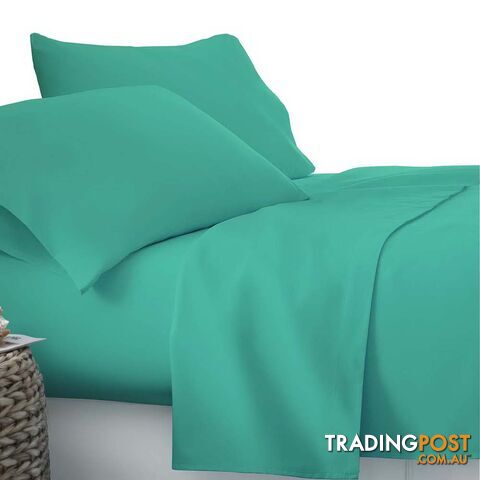 4 Piece Microfibre Sheet Set Double_ Aqua