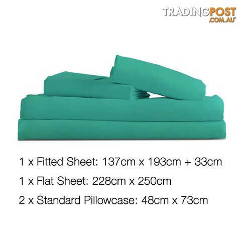 4 Piece Microfibre Sheet Set Double_ Aqua