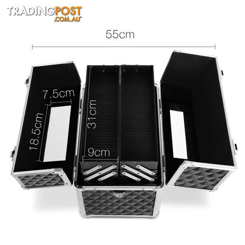 Portable Cosmetic Beauty Carry Case Box Black with Mirror - photo 4 of 12
