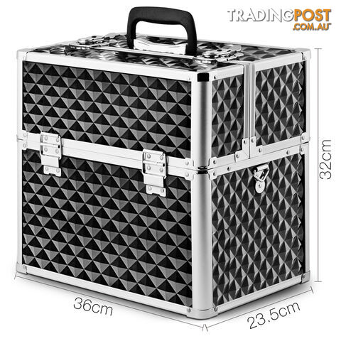 Portable Cosmetic Beauty Carry Case Box Black with Mirror - photo 2 of 12