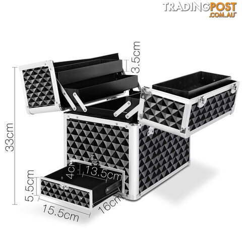 Portable Cosmetic Beauty Carry Case Box Black with Mirror - photo 3 of 12