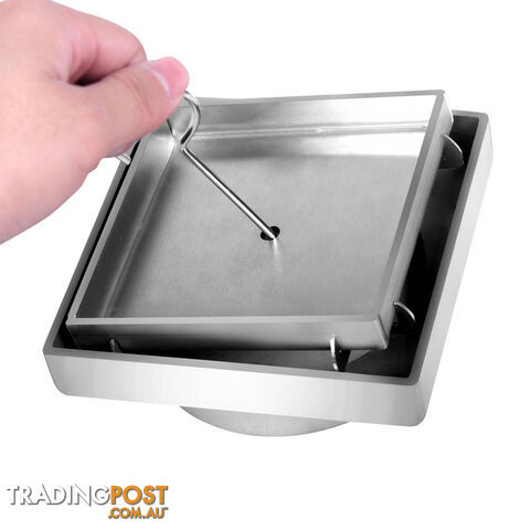 Square Stainless Steel Shower Grate Drain Floor Bathroom 95mm Depth - photo 5 of 5