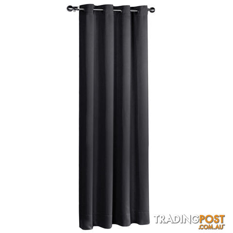 ArtQueen 3 Pass Eyelet Blockout Curtain Black 180cm