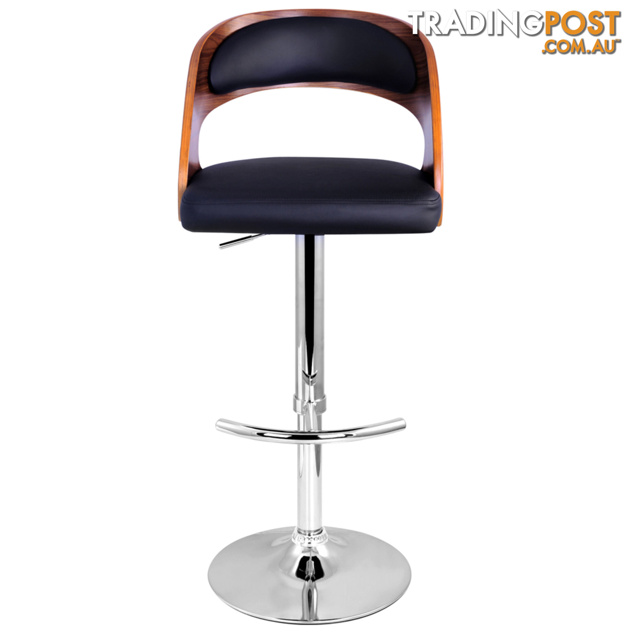 PU Leather Wooden Kitchen Bar Stool Padded Seat Black