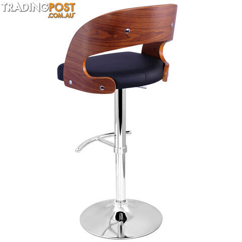 PU Leather Wooden Kitchen Bar Stool Padded Seat Black