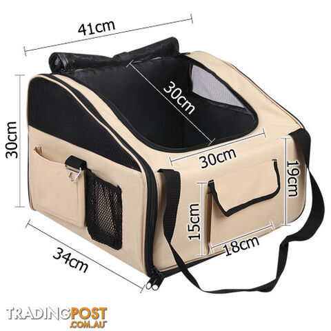 Pet Dog Cat Car Seat Carrier Travel Bag Large Beige