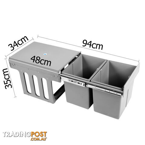 Duel Side Pull Out Rubbish Waste Basket 2 x 15L - photo 3 of 8