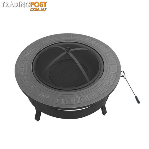 Outdoor Fire Pit BBQ Table Grill Fireplace Round