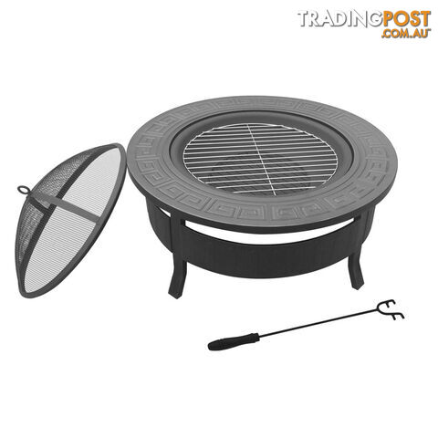 Outdoor Fire Pit BBQ Table Grill Fireplace Round