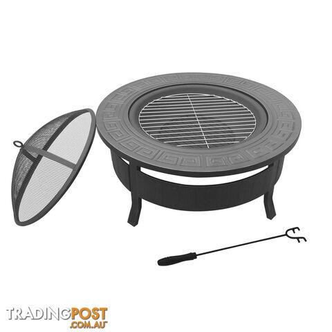 Outdoor Fire Pit BBQ Table Grill Fireplace Round