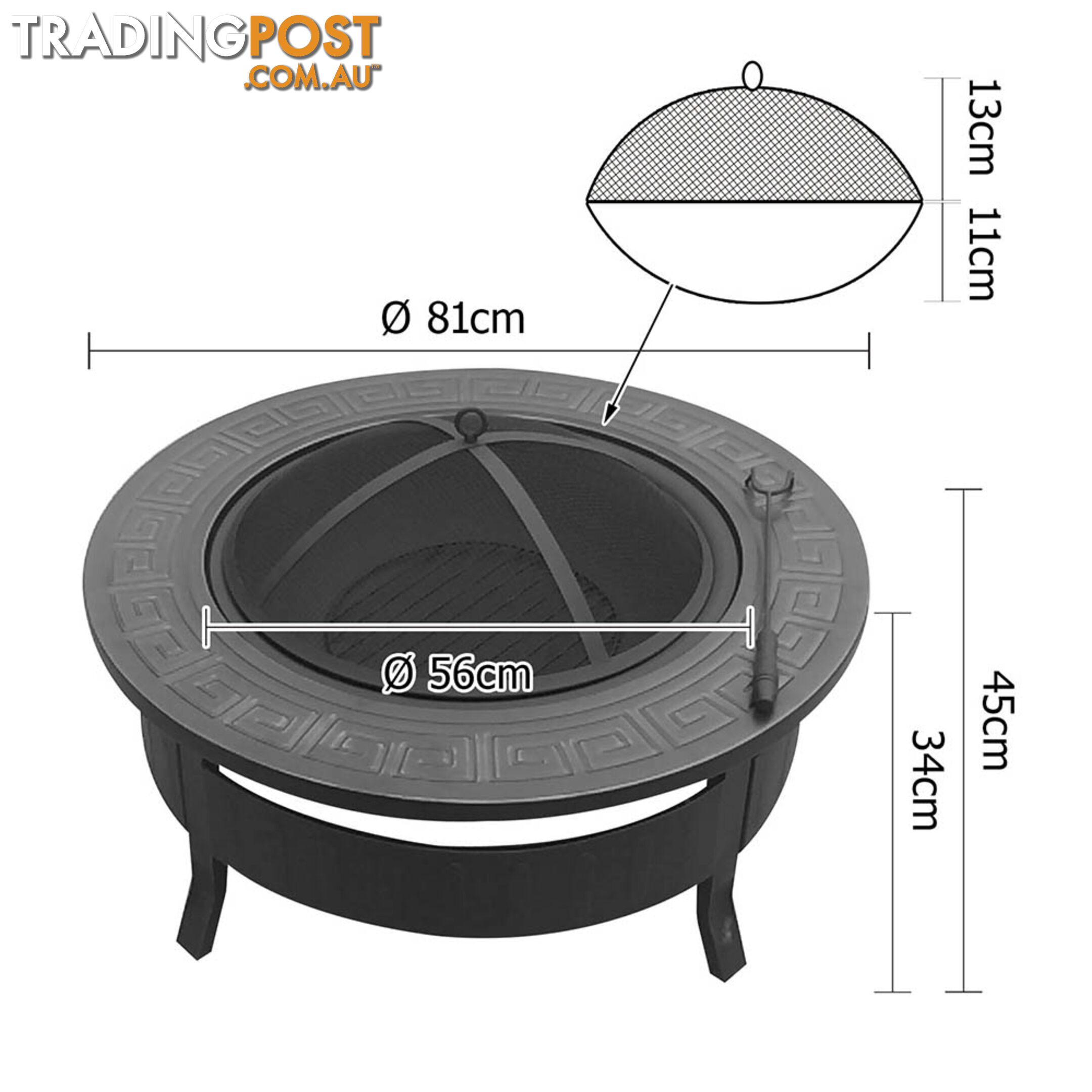 Outdoor Fire Pit BBQ Table Grill Fireplace Round