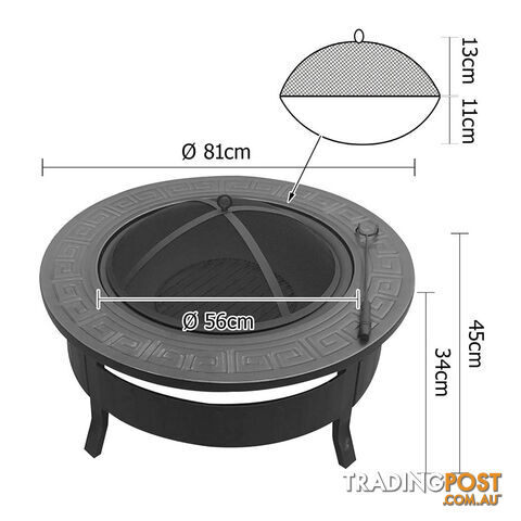 Outdoor Fire Pit BBQ Table Grill Fireplace Round