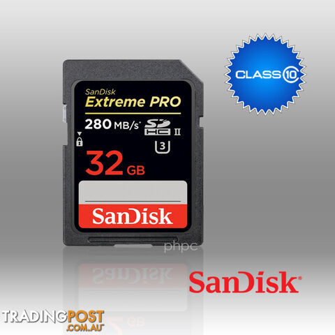 SanDisk 32GB Extreme Pro SD (SDHC) Card UHS-II 280MB/s