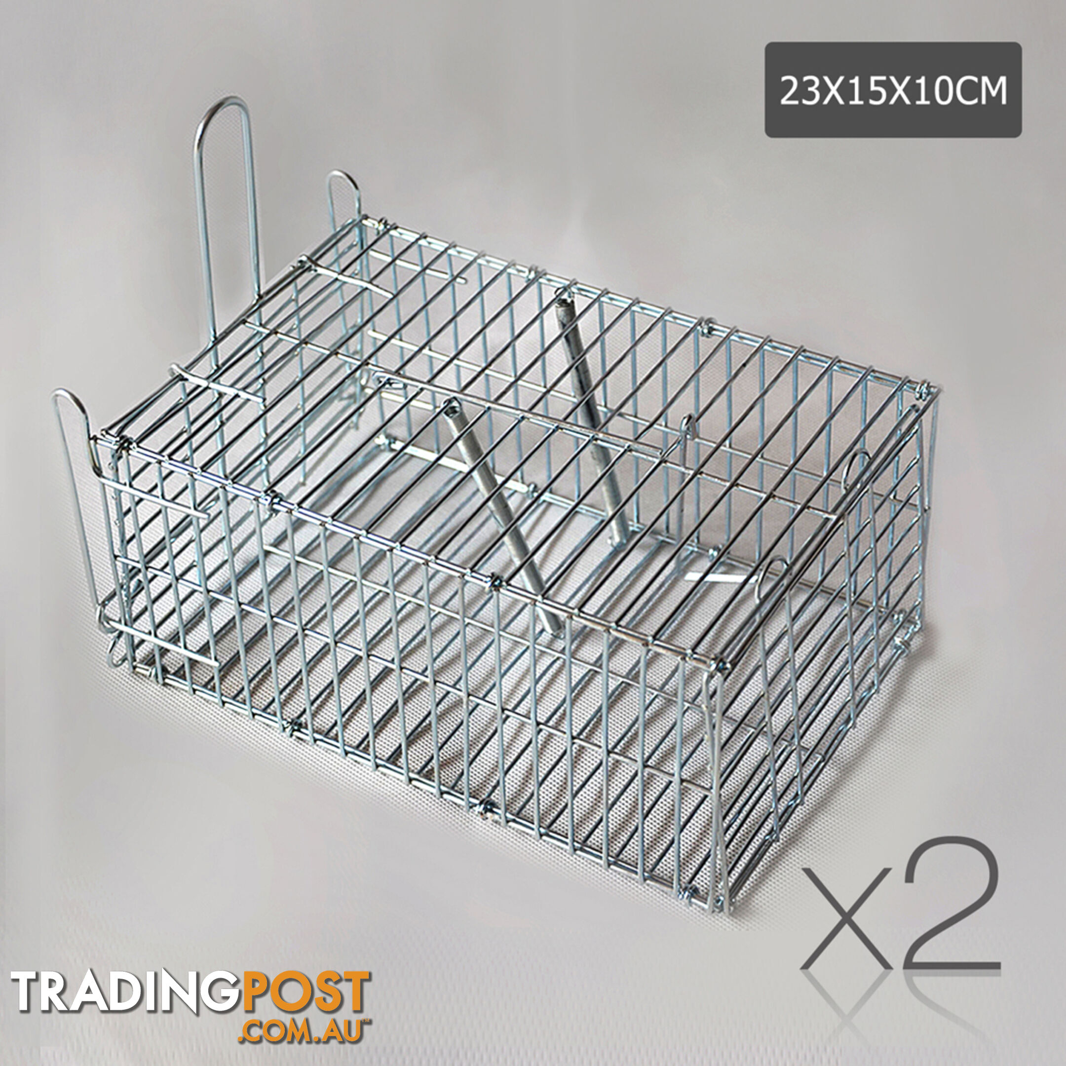 Set of 2 Humane Animal Trap Cage 23 x 15 x 10cm Silver