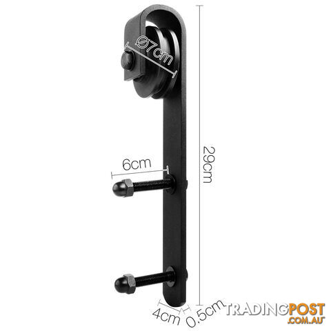 Sliding Barn Door Hardware Track Set Powder Coat Steel Black - 4M