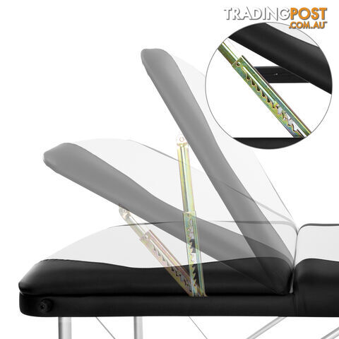 Portable Aluminium 3 Fold Massage Table Chair Bed Black White 75cm