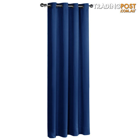 ArtQueen 3 Pass Eyelet Blockout Curtain Navy 140cm