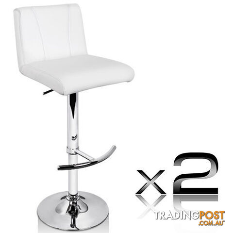 Set of 2 PU Leather Kitchen Bar Stool White