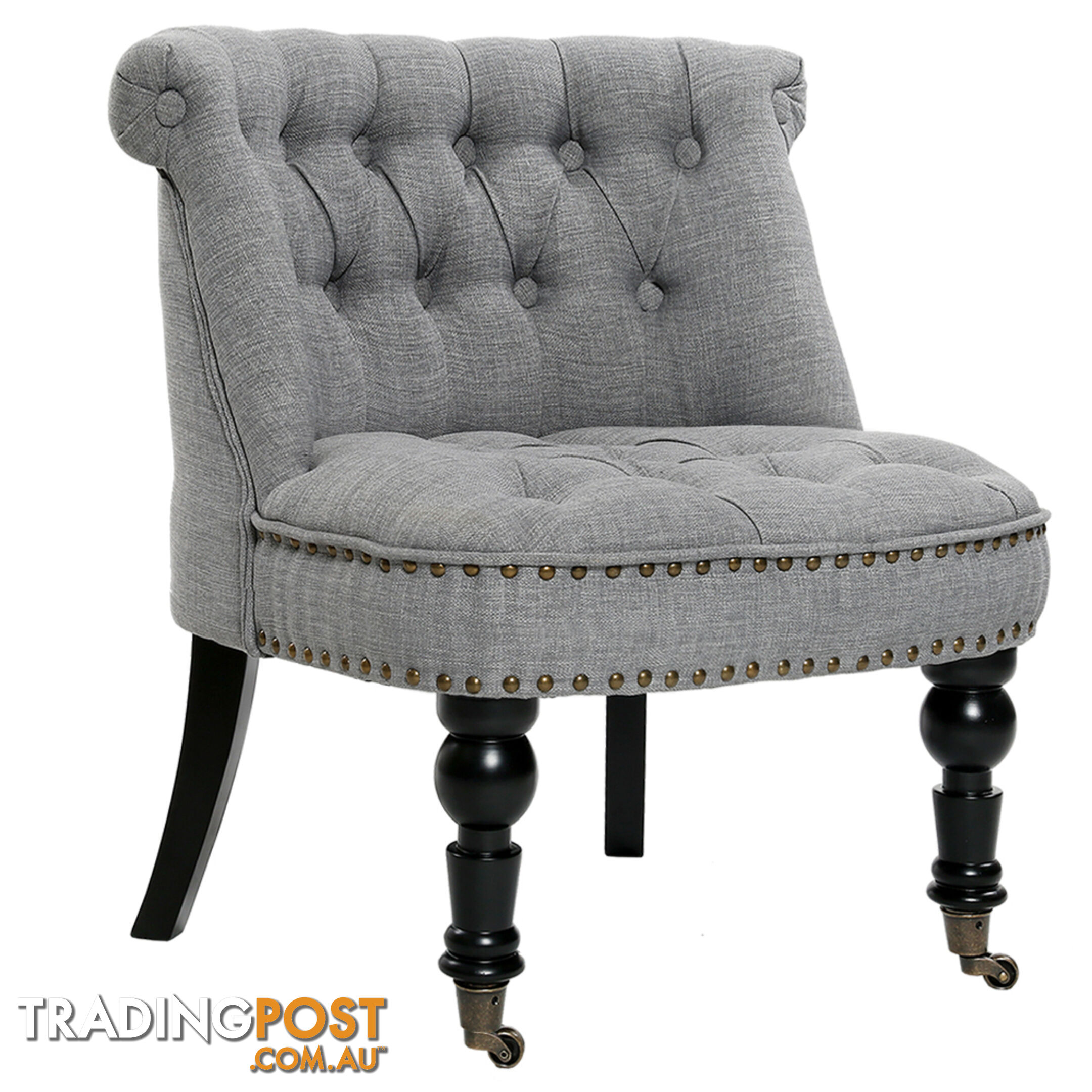 Lorraine Chair French Provincial Linen Fabric Sofa Ash Grey