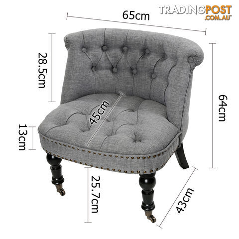 Lorraine Chair French Provincial Linen Fabric Sofa Ash Grey