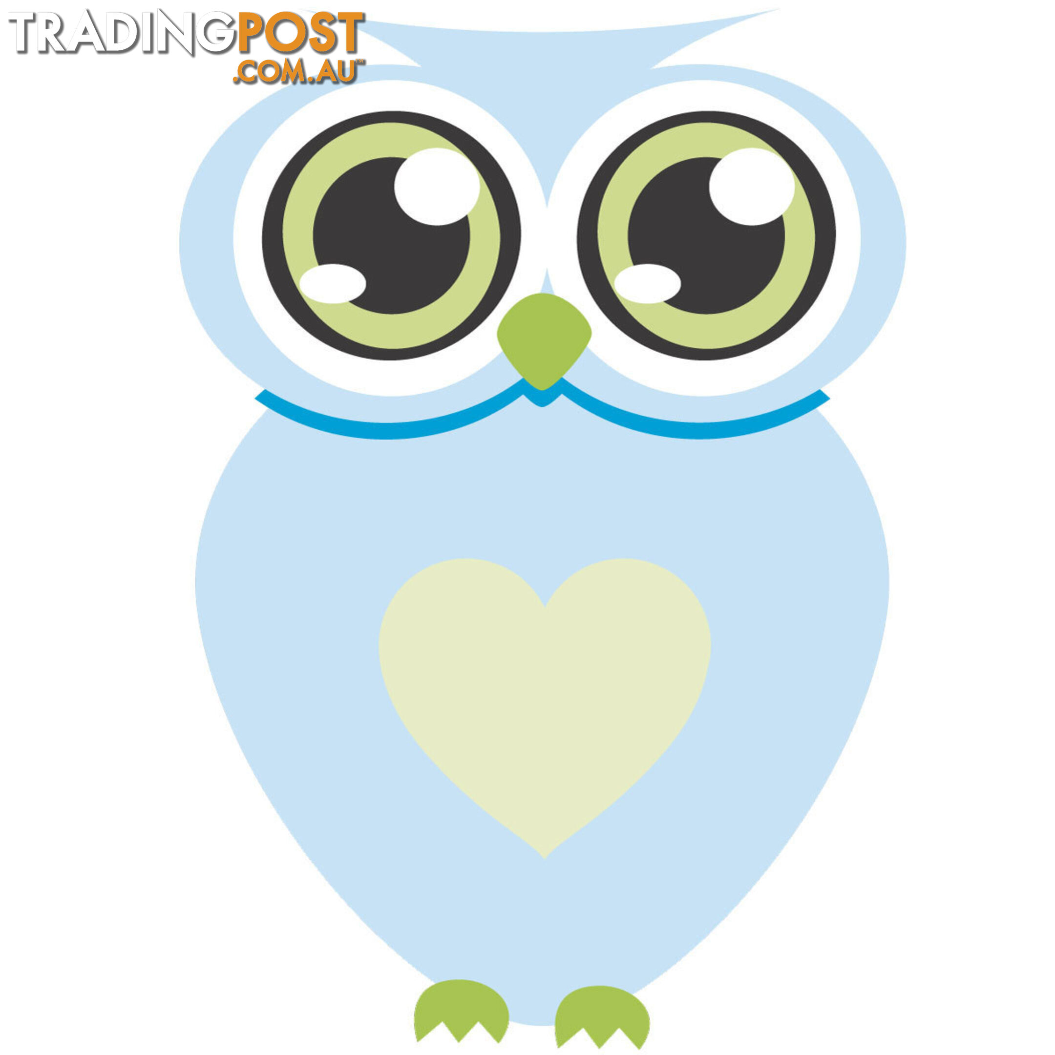 Blue owl with big eyes Wall Stickers - Totally Movable