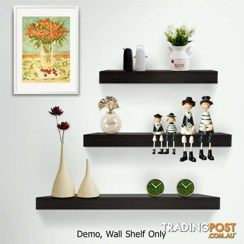 3 pcs Wall Floating Shelf Set Bookshelf Display Black