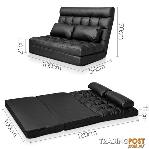 Double Size Adjustable Lounge Sofa - 10 positions PU Leather