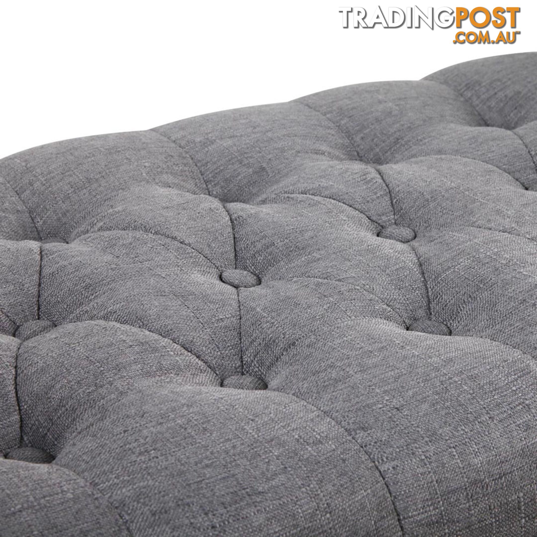 Linen Fabric Storage Ottoman _ Grey