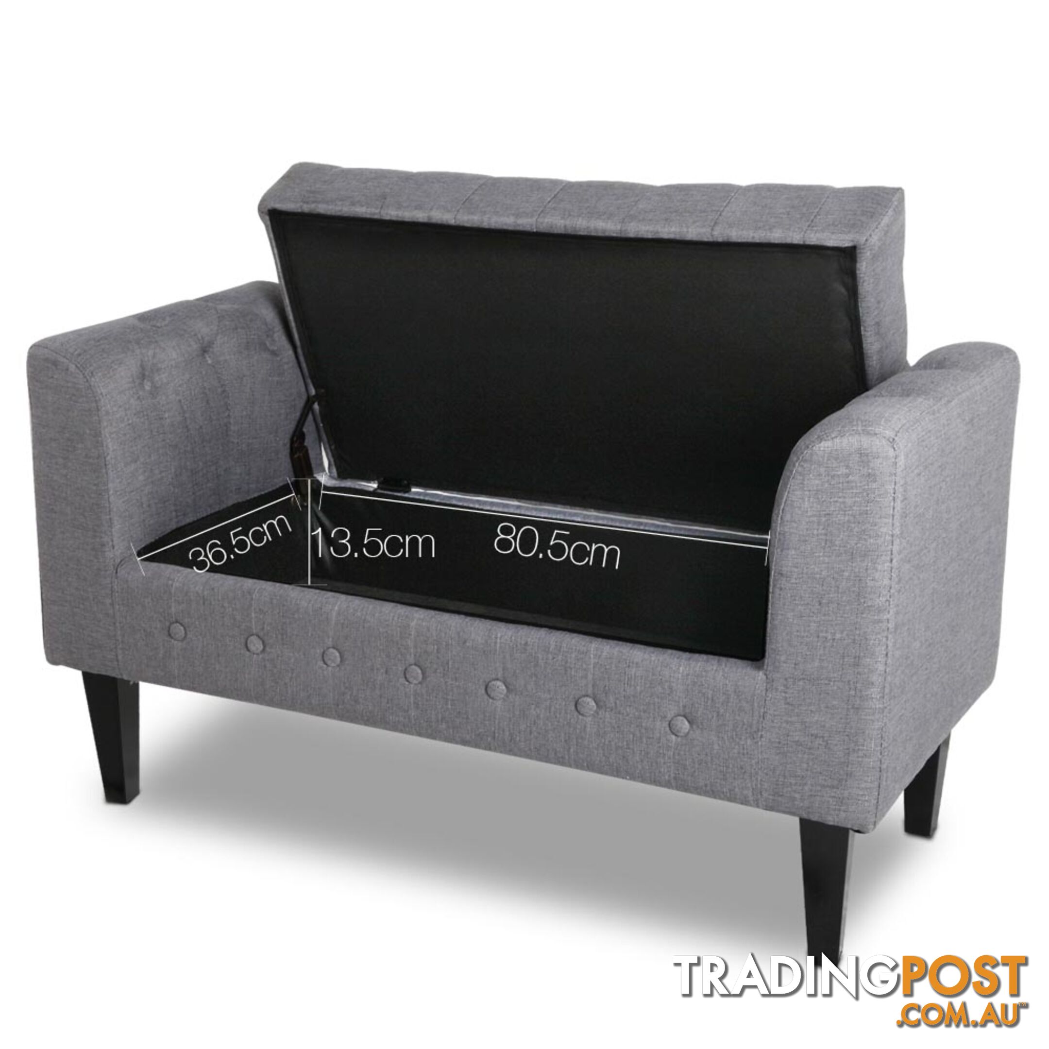 Linen Fabric Storage Ottoman _ Grey