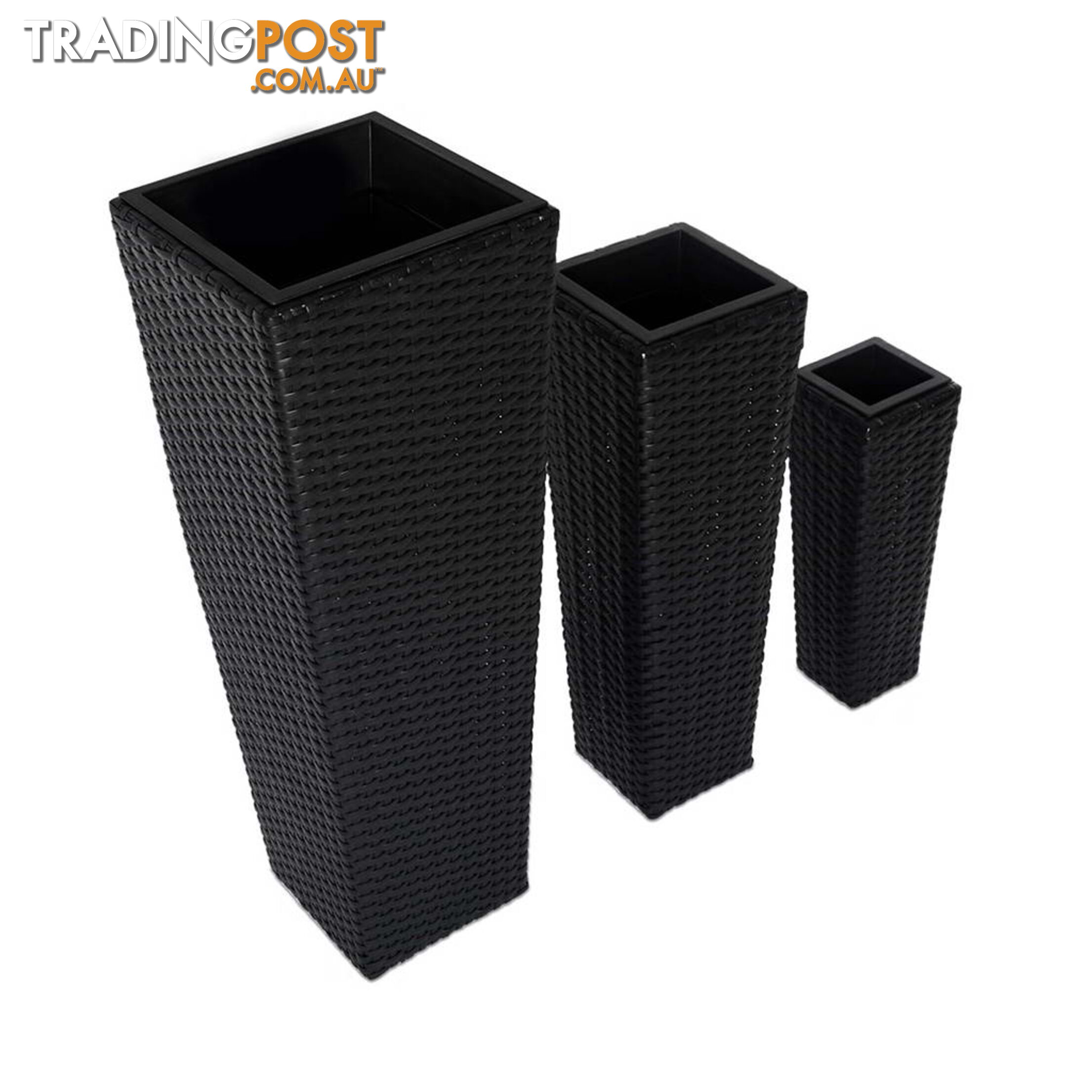 Set of 3 Rattan Wicker Planters