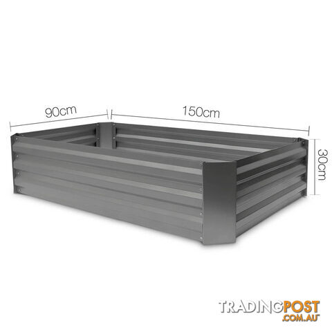 Galvanised Raised Garden Bed - 150 x 90 x 30cm - Aluminium Grey - photo 2 of 7