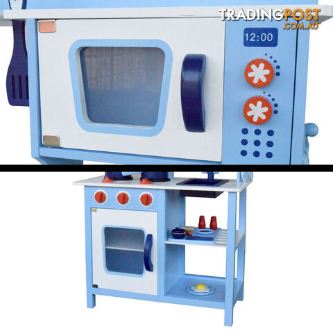 Children Wooden Kitchen Play Set Blue - photo 4 of 8