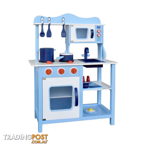 Children Wooden Kitchen Play Set Blue