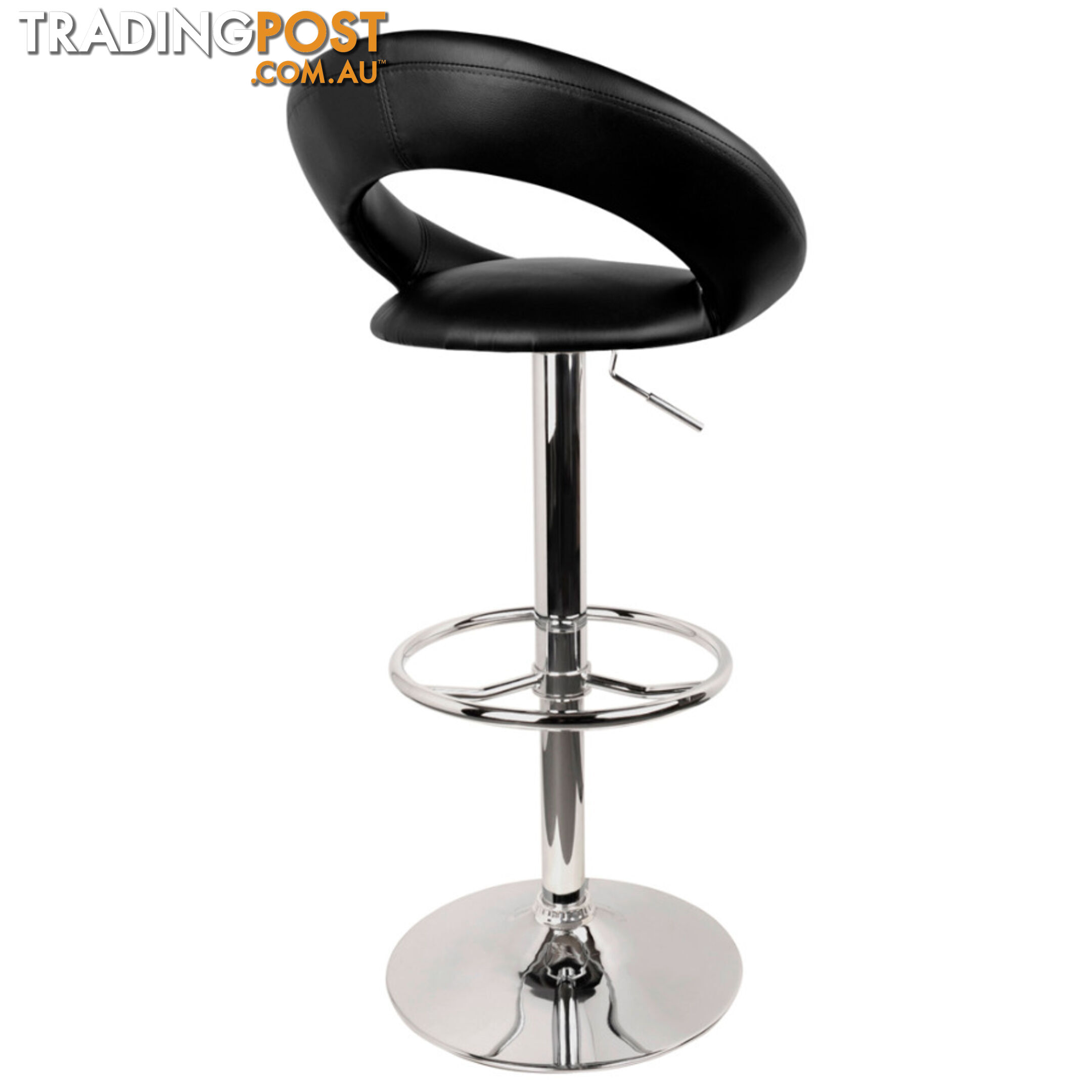 Set of 2 PU Leather Kitchen Bar Stool Black