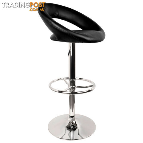 Set of 2 PU Leather Kitchen Bar Stool Black