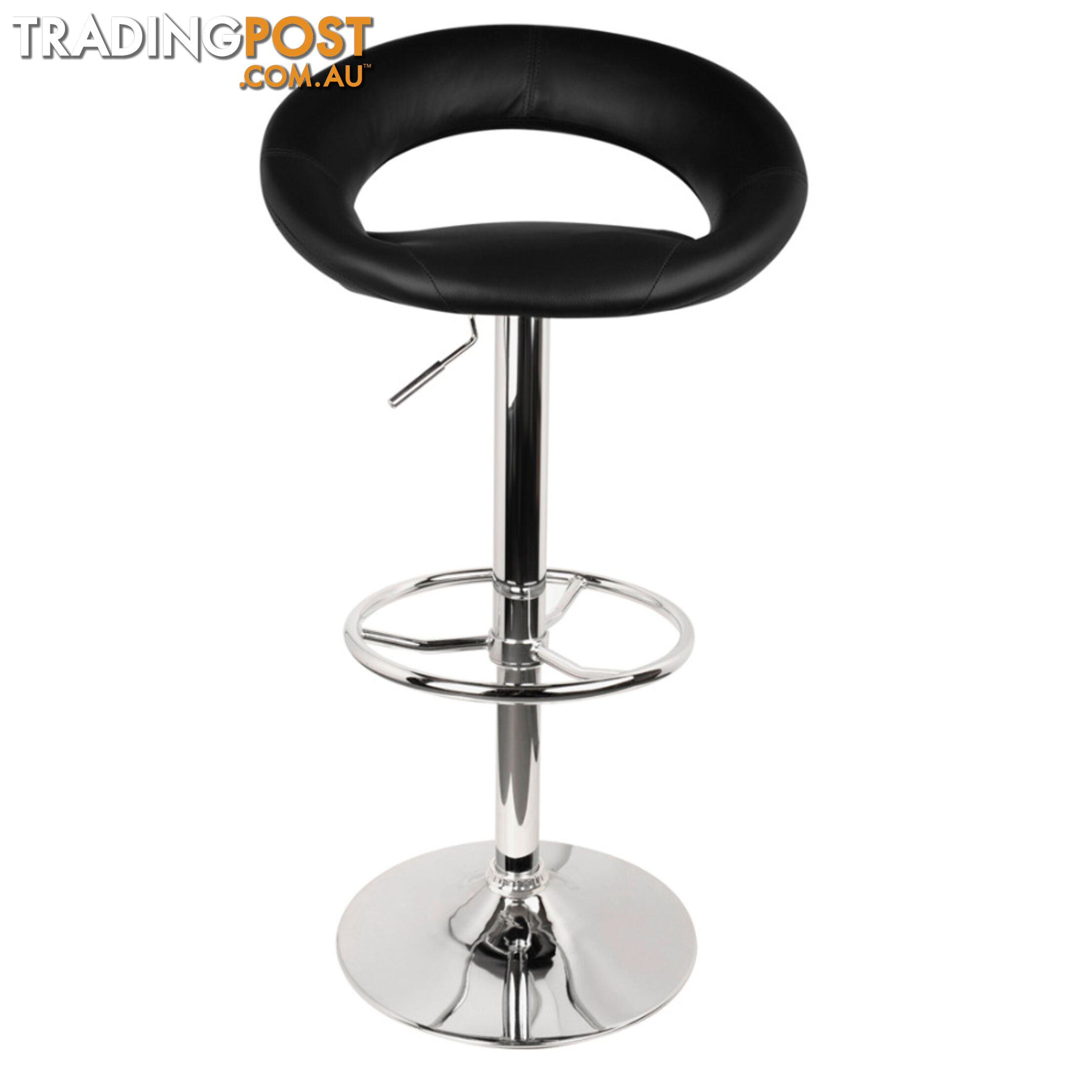 Set of 2 PU Leather Kitchen Bar Stool Black