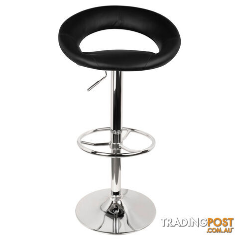 Set of 2 PU Leather Kitchen Bar Stool Black