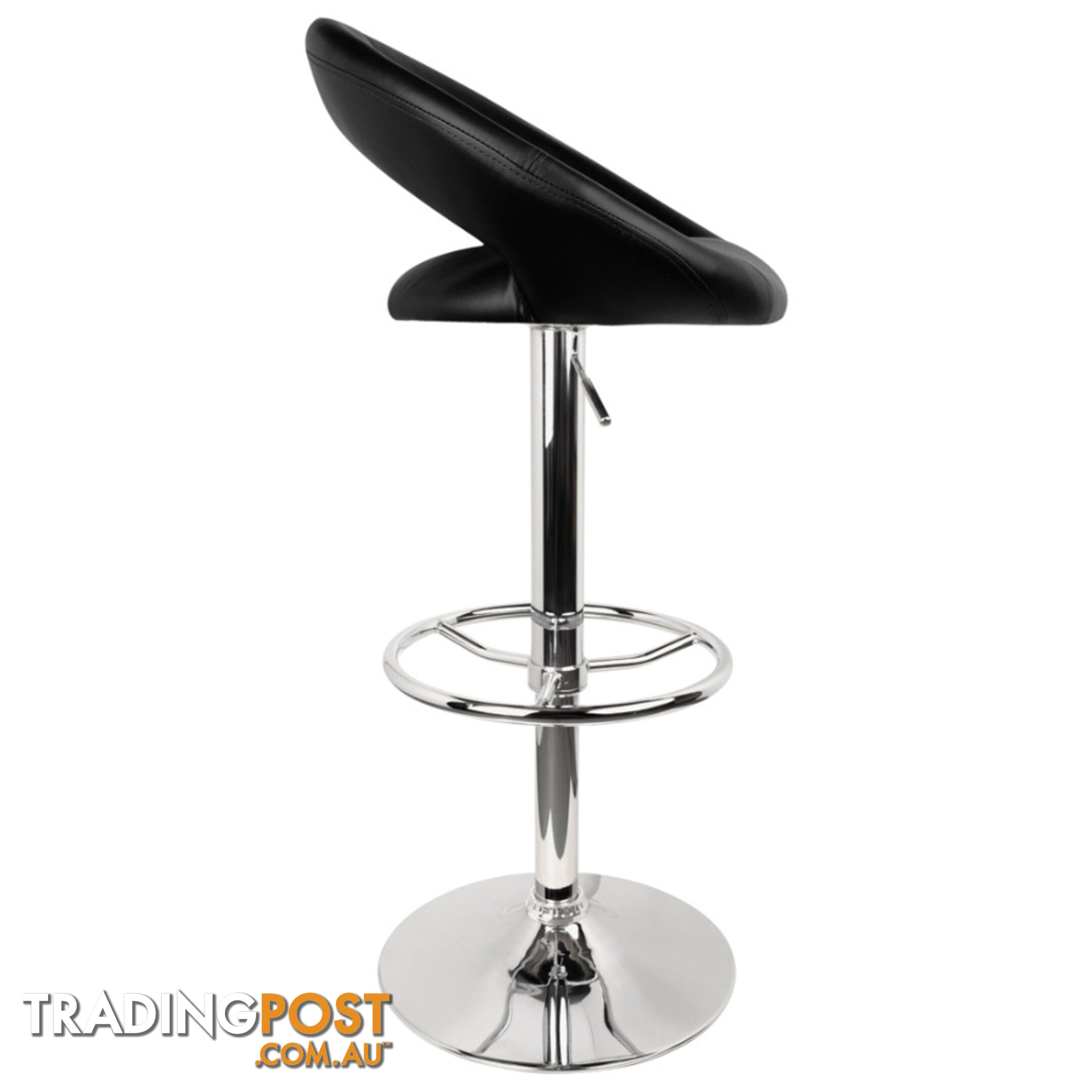 Set of 2 PU Leather Kitchen Bar Stool Black