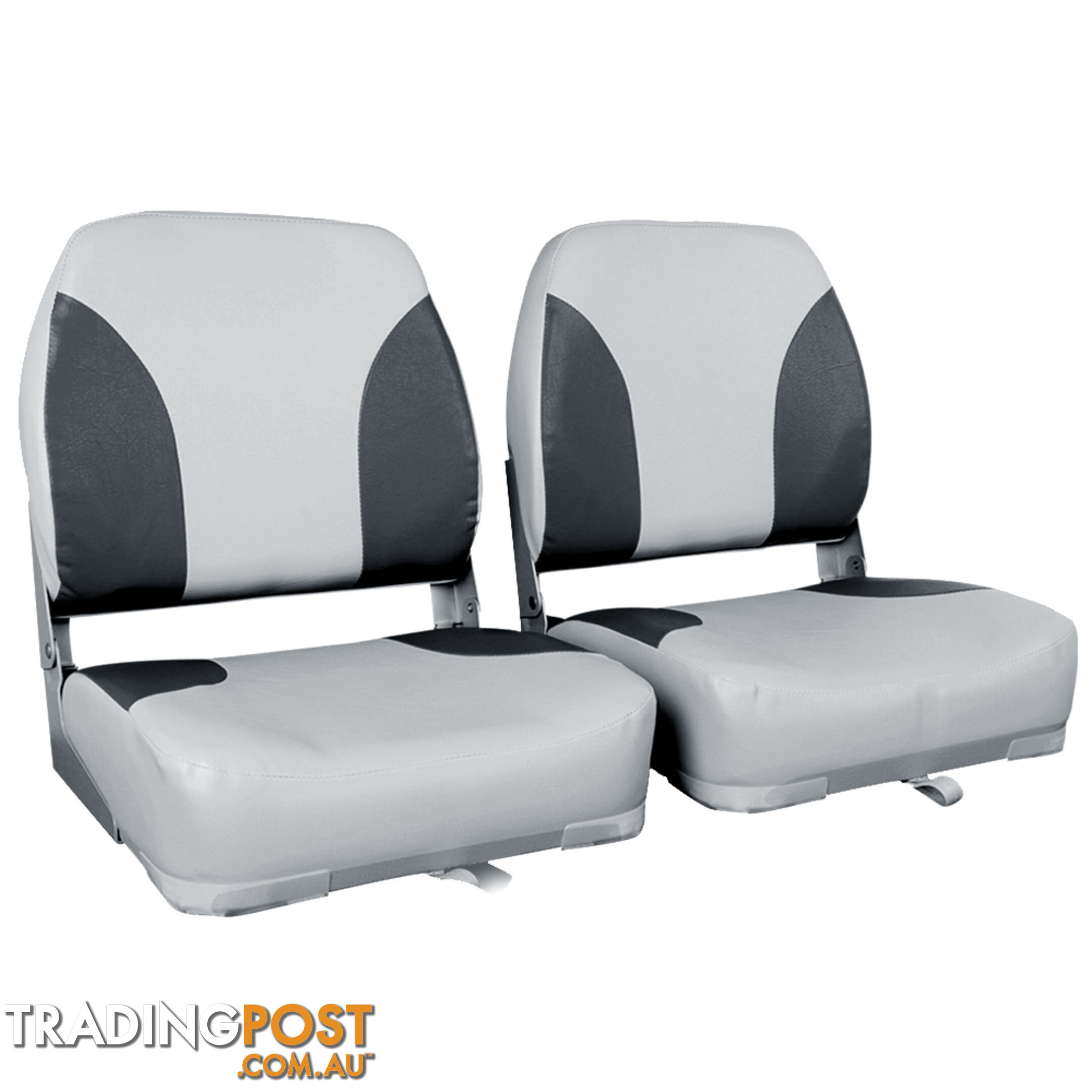 Set of 2 Swivel Folding Marine Boat Seats Grey Black