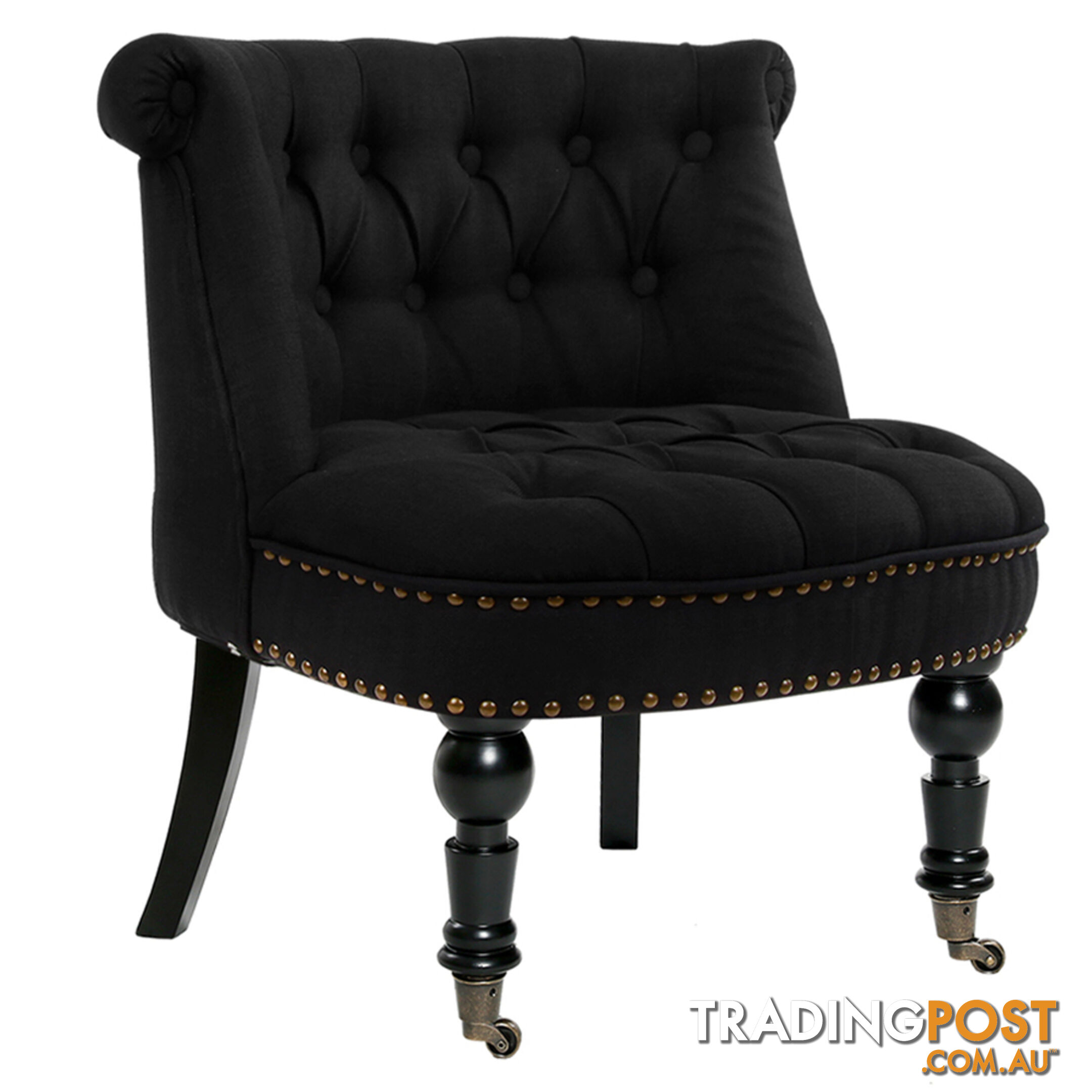 Lorraine Chair French Provincial Linen Fabric Sofa Pitch Black