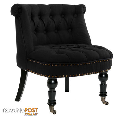 Lorraine Chair French Provincial Linen Fabric Sofa Pitch Black