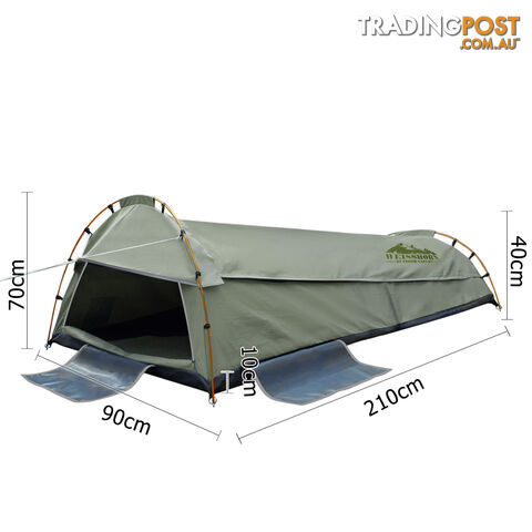 King Single Camping Canvas Swag Tent Celadon w/ Air Pillow