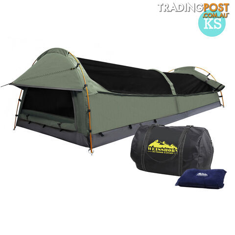 King Single Camping Canvas Swag Tent Celadon w/ Air Pillow